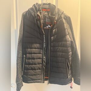 Superdry Men's Black Quilted Hooded Puffer Jacket